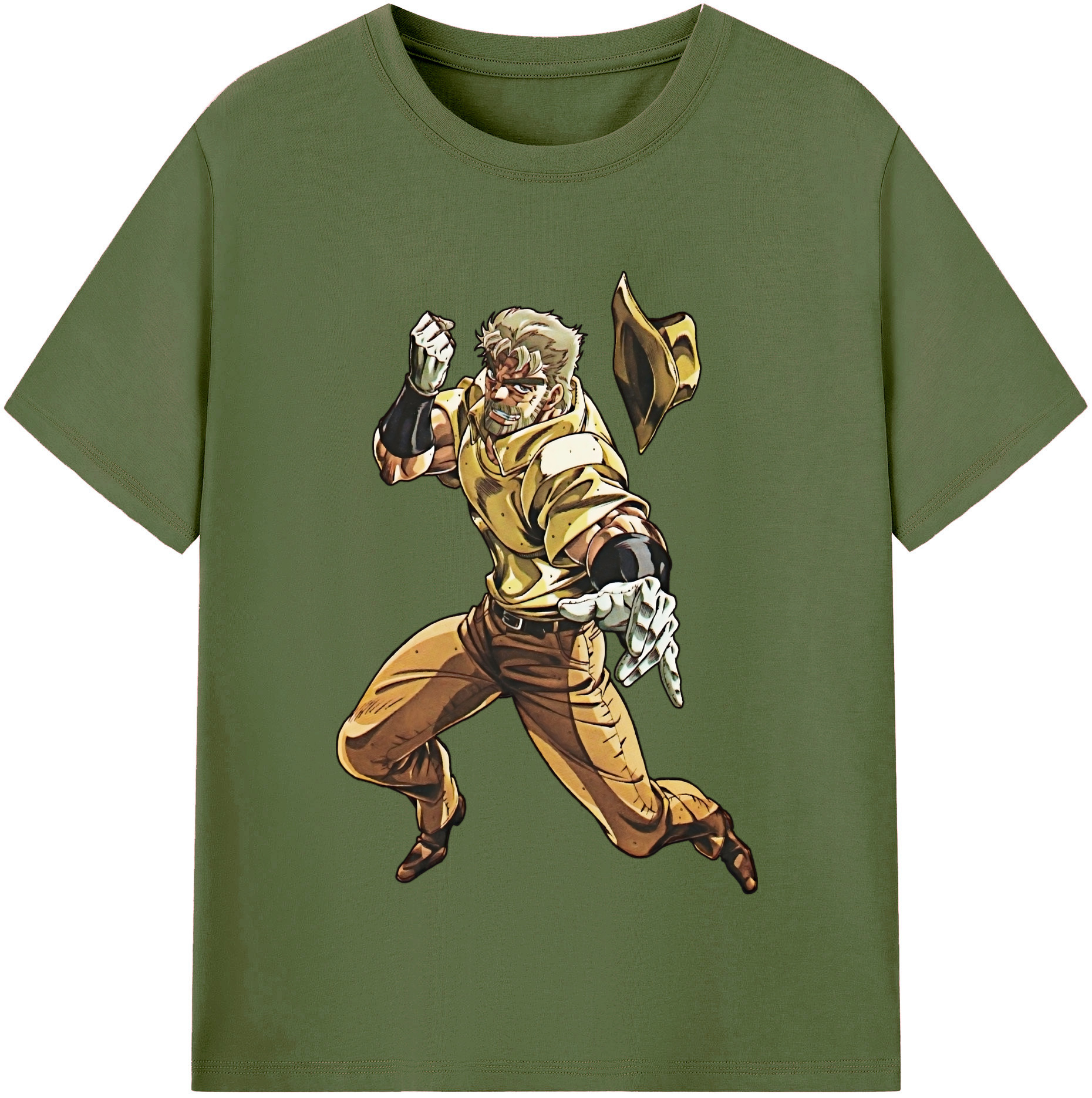 （画像用） ジョジョの奇妙な冒険 ジョセフ?ジョースター JoJo's Bizarre Adventure Joseph Joestar 綿100％半袖Tシャツ（フロントプリント）